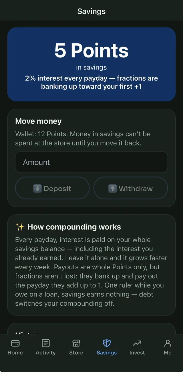 Savings with compound interest